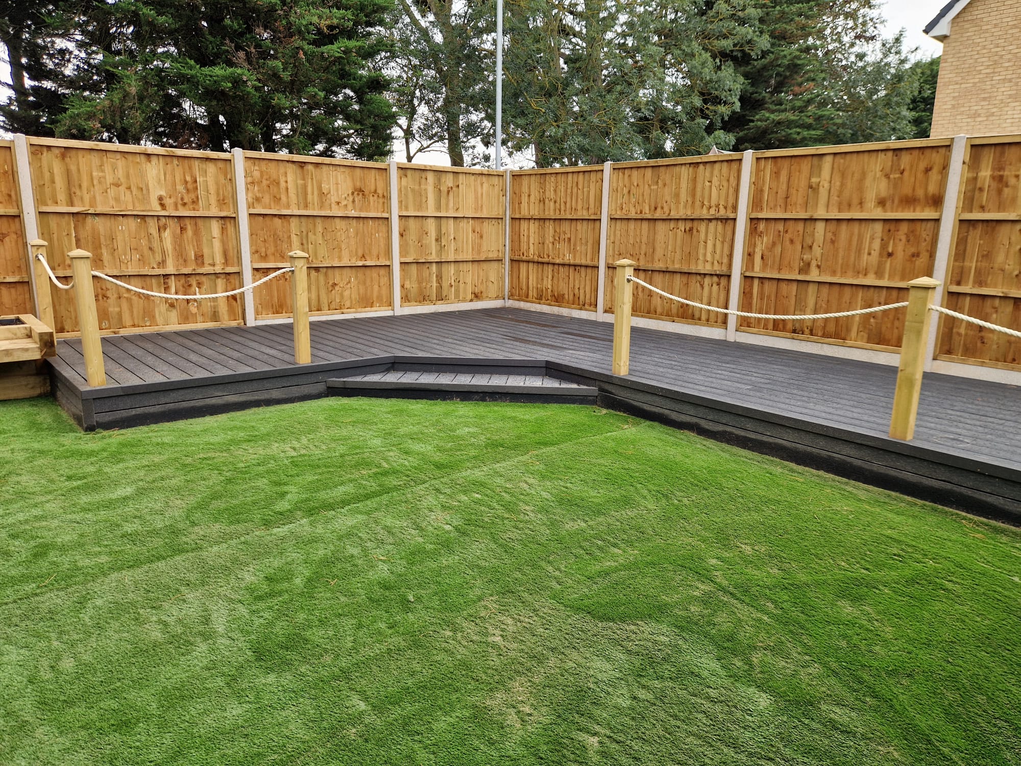 Artificial grass installed in garden renovation