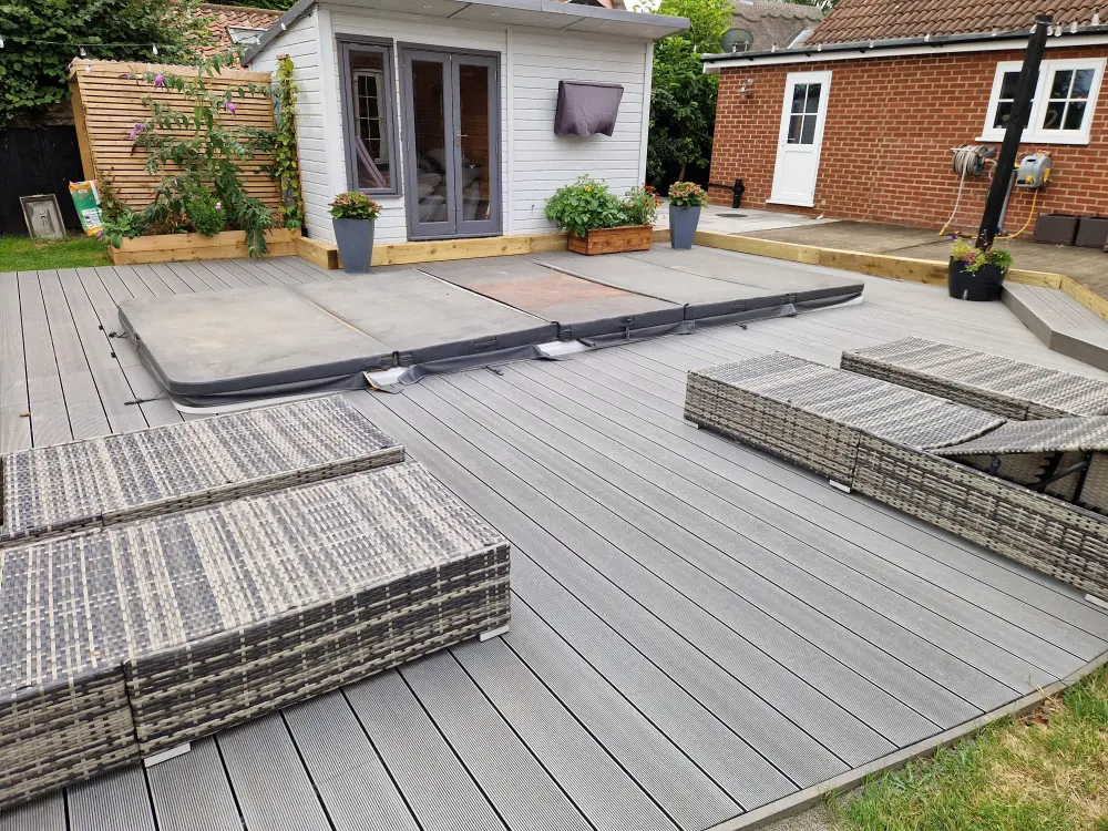 Composite Decking surrounding a Hot tub